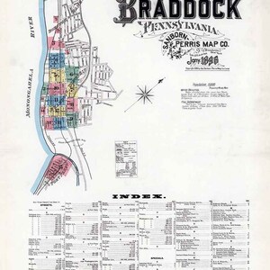 Sanborn 1896 Plan du comté de Braddock Allegheny en Pennsylvanie