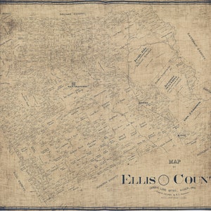 1889 Farm Line Map du comté d'Ellis au Texas