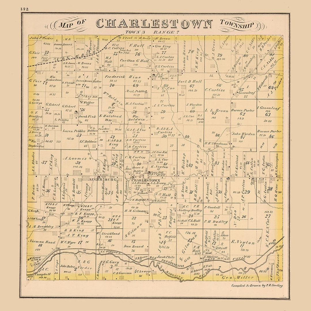 1874 Map of Charlestown Township Portage County Ohio Etsy