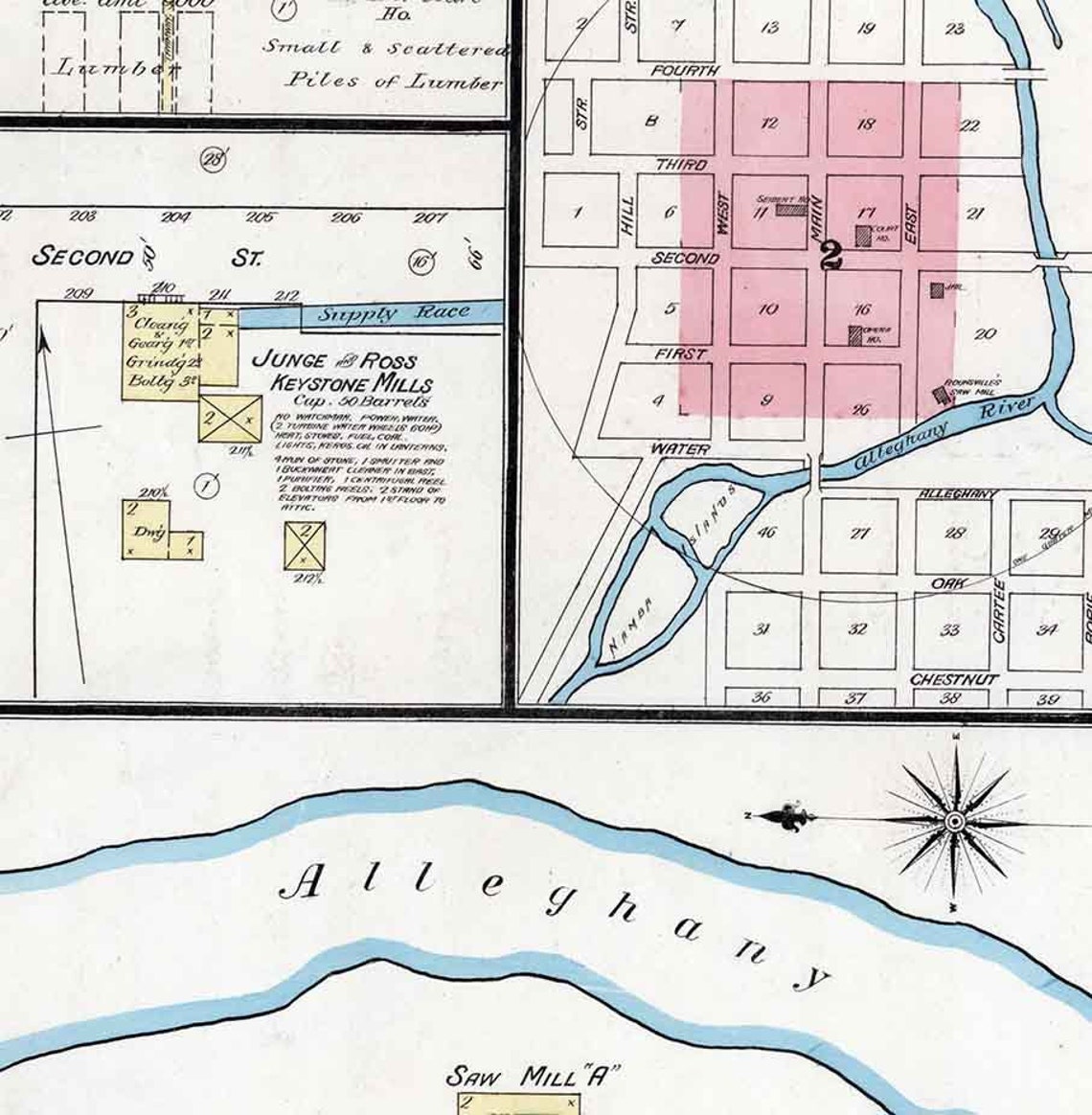 1886 Town Map of Coudersport Potter County Pennsylvania Etsy