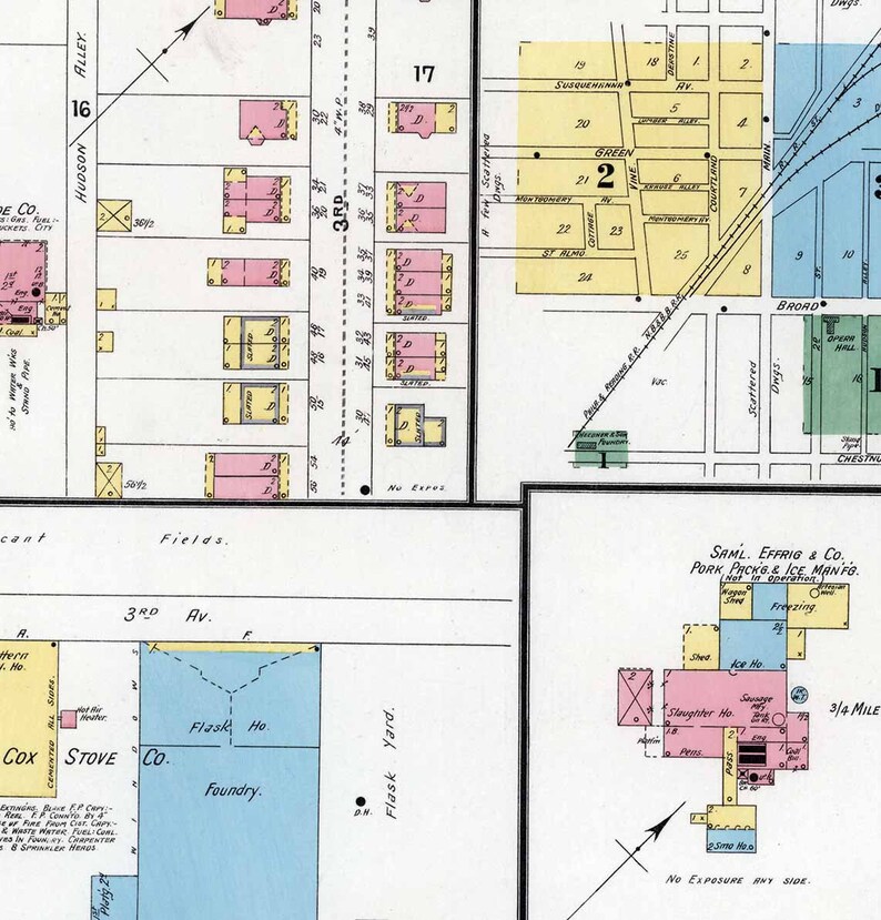 1896 Town Map of Lansdale Montgomery County Pennsylvania Etsy