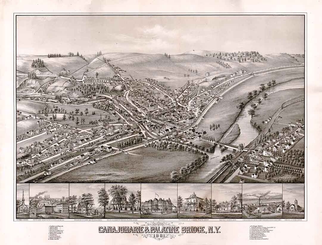 1881 Panoramic Map of Canajoharie Palatine Bridge New York Etsy