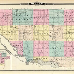 1878-Karte von Pierce County, Wisconsin