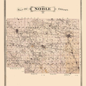 1876 Plan du comté de Noble, Indiana