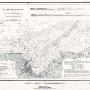 1848 Nautical Map of Nantucket Harbor Massachusetts