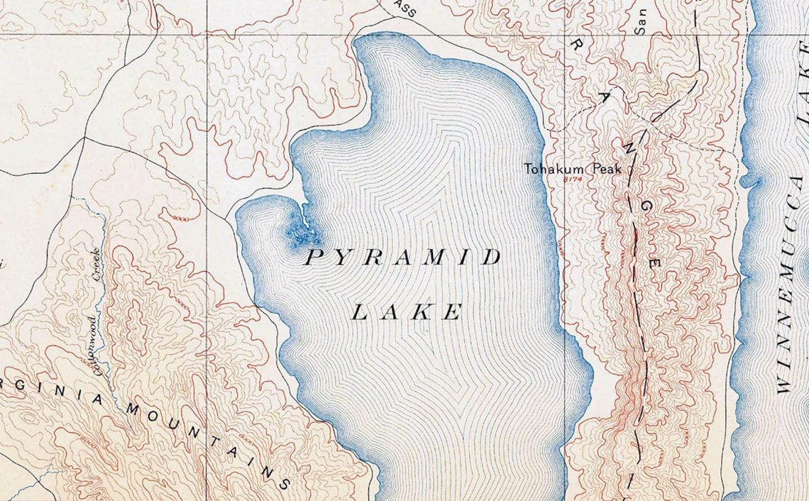 1886 Topo Map of Granite Range Nevada Pyramid Lake Winnemucca Etsy