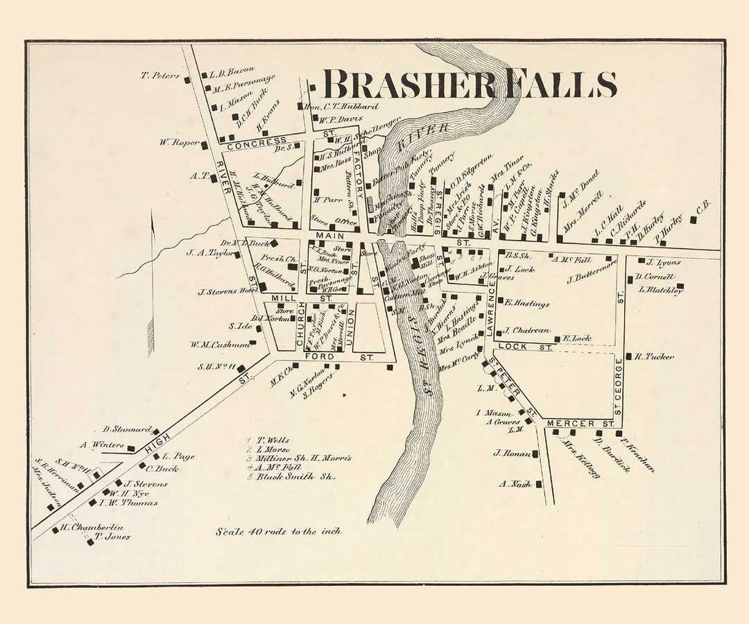 1865 Town Map of Brasher Falls Saint Lawrence County New York Etsy