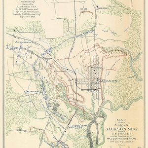1863 Map of Jackson Mississippi