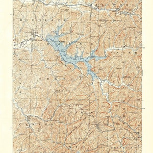 1909 Mapa topográfico del embalse de Summerfield Ohio Senecaville