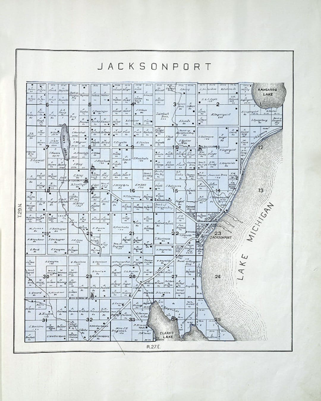 1899 Map of Jacksonport Township Door County Wisconsin Etsy