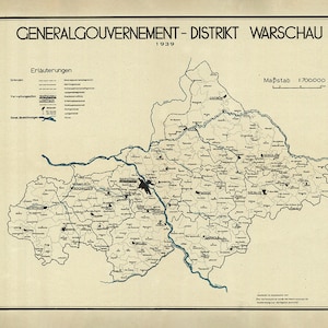 1939 Stadt und Regionskarte, Warschau Bezirk Galizien Österreich Ungarn Warschau