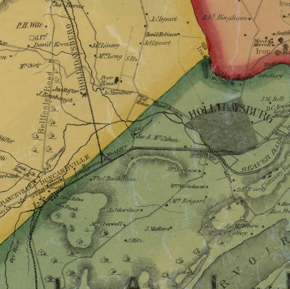 1859 Map of Blair County PA From Special Surveys Altoona Etsy
