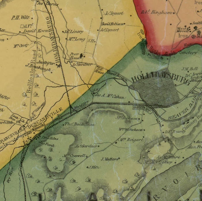 1859 Map of Blair County PA From Special Surveys Altoona Etsy