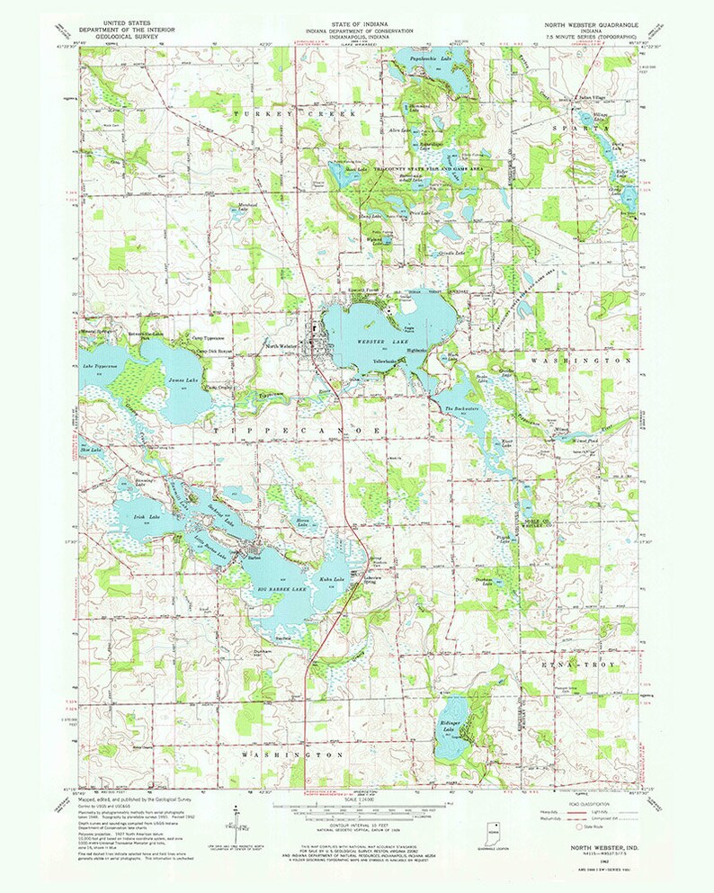 1962 Topo Map of North ster Quadrangle Indiana Lake ster Etsy