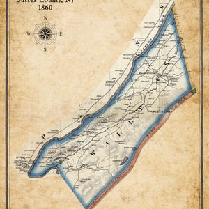 1860 Map of Wallpack Township Sussex County New Jersey
