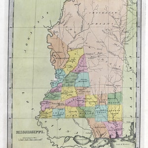 1835年のミシシッピ州の地図