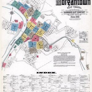 1911 Town Map of Morgantown West Virginia