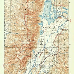 Carte topographique 1899 du quadrilatère de Grand Teton, Wyoming, Jackson Lake