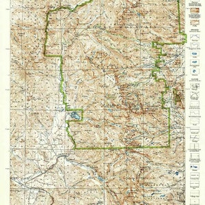 Carte topographique du Parc National des Montagnes Rocheuses, Colorado, 1919