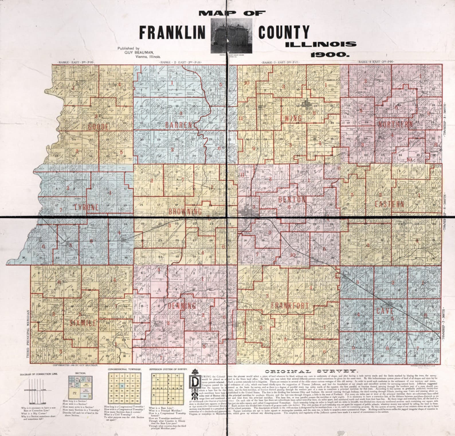 1900 Farm Line Map of Franklin County Illinois Etsy