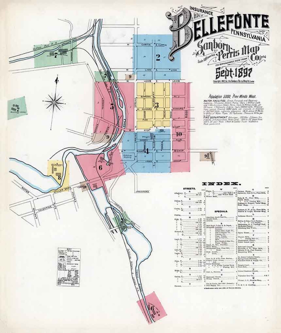 1897 Sanborn Map of Bellefonte Centre County Pennsylvania Etsy