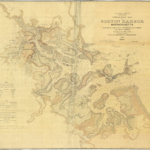1860-Karte von Boston Hafen Massachusetts