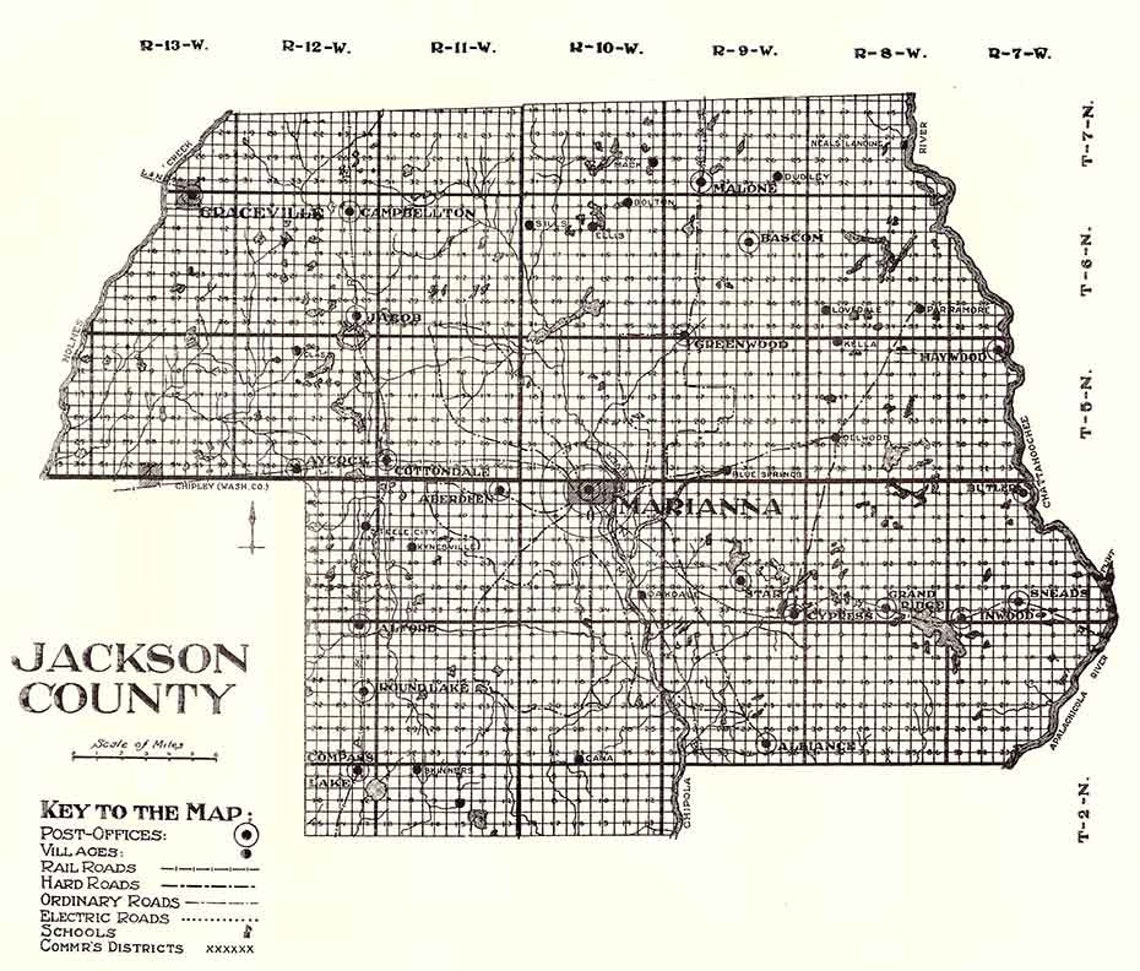 1914 Mapa del condado de Jackson Florida Marianna Etsy