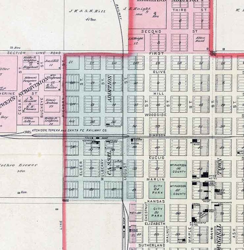 1884 Map of Mcpherson Mcpherson County Kansas Etsy