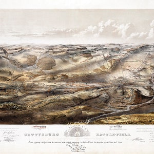 1863 Panorama-Karte von gettvvttysburg Schlachtfeld Pennsylvania
