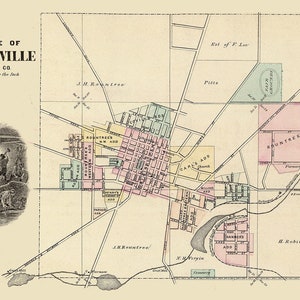 1878 Town Map of Platteville Grant County Wisconsin