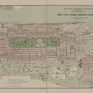 1904 Map of Manhattan and Bronx New York