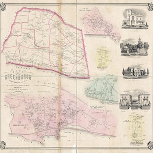 1857 Mapa de Greenburgh Condado de Westchester Nueva York