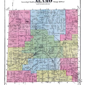 1873 Map of Alamo Township Kalamazoo County Michigan