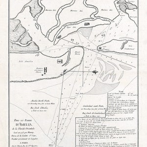 1778 Map of Amelia Island and Harbor Florida Fernandina