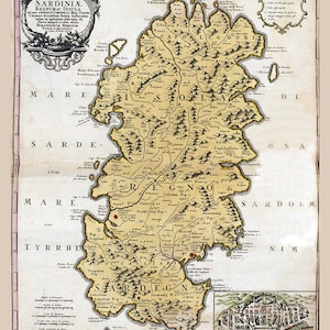 1734 Map of Sardinia Italy