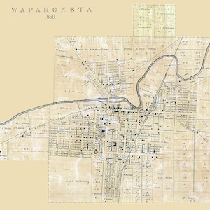 1860 Map of Wapakoneta Auglaize County Ohio - Etsy