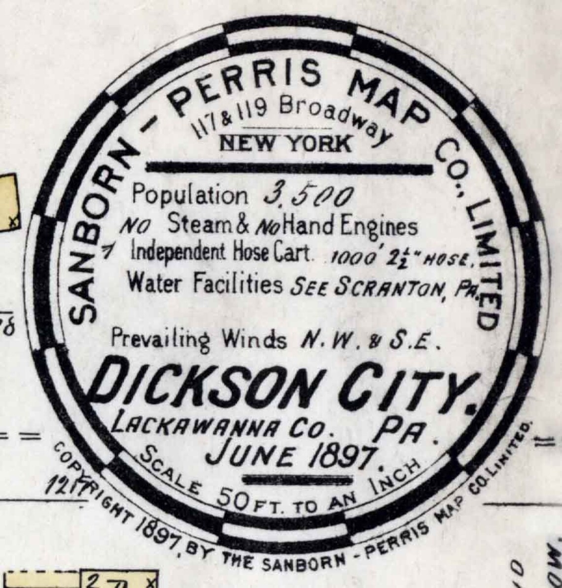 1897 Town Map of Dickson City Lackawanna County Pennsylvania Etsy