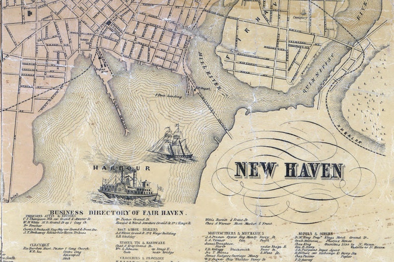 1856 Map of New Haven County Connecticut Genealogy Etsy
