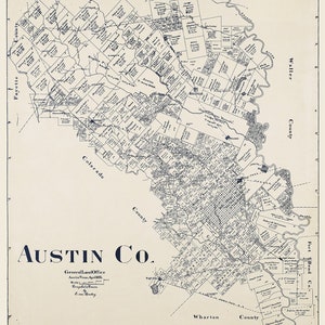 1915 Karte von Austin County, Texas