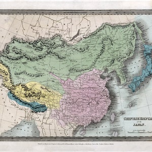 Carte de 1835 de l'Empire chinois et du Japon