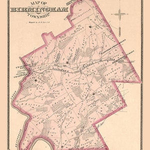 1875 Map of Birmingham Township Delaware County Pennsylvania