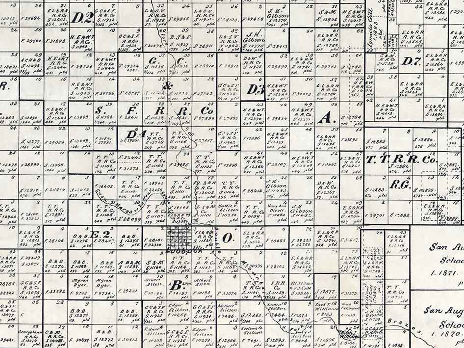 1892 Farm Line Map of Lubbock County Texas Etsy