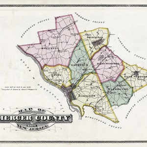1875 Map of Mercer County New Jersey