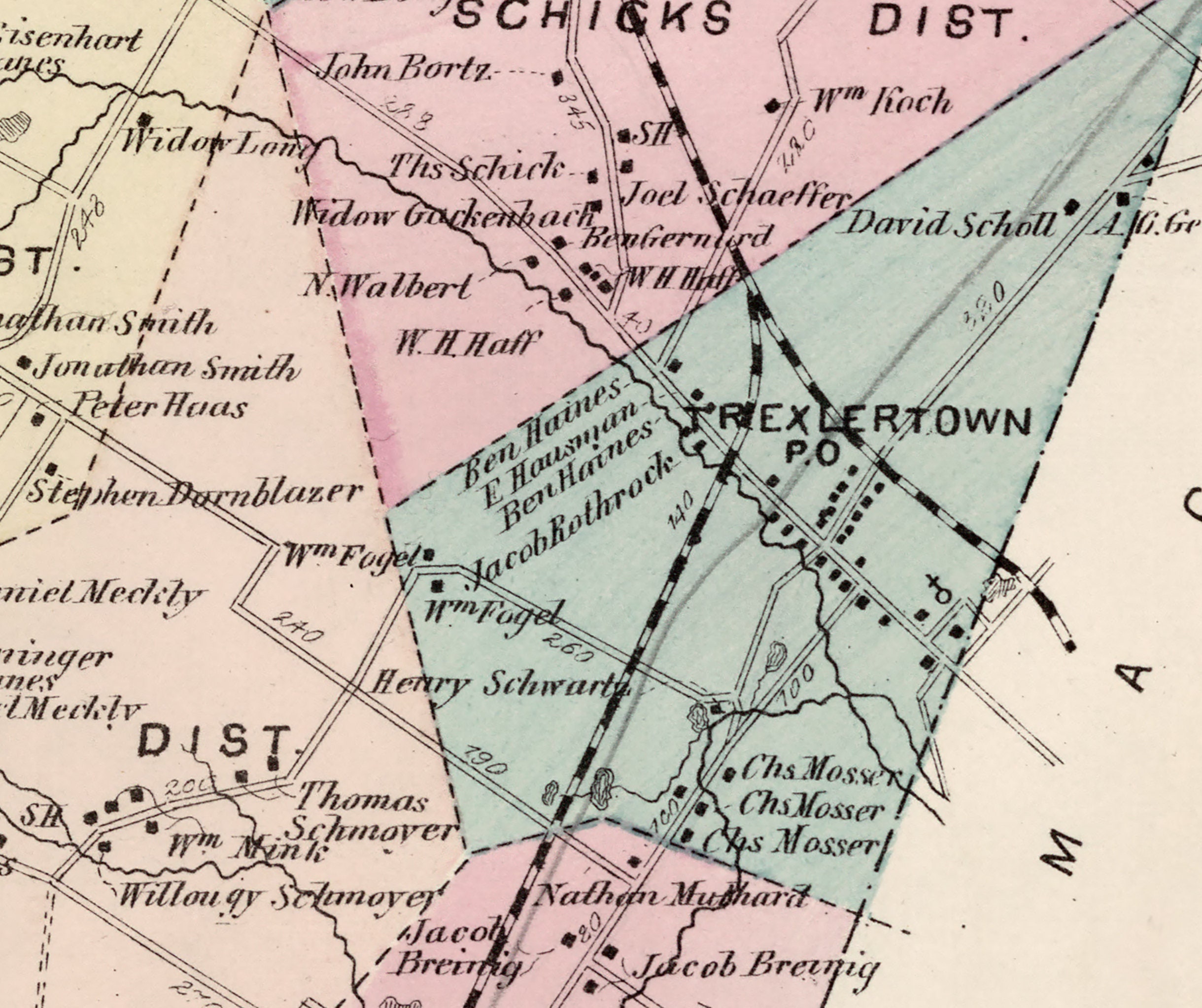 1876 Map of Upper Macungie Township Lehigh County Pennsylvania Etsy