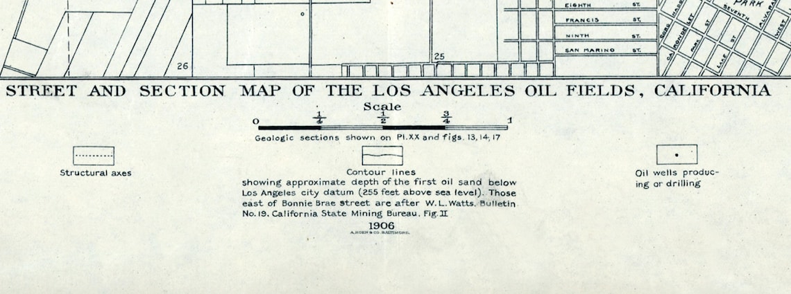 1906 Map of Los Angeles Oil Fields California | Etsy