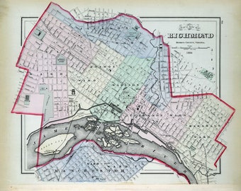 1884 Map of Richmond Virginia