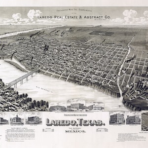 1892 Panoramakarte von Laredo Texas