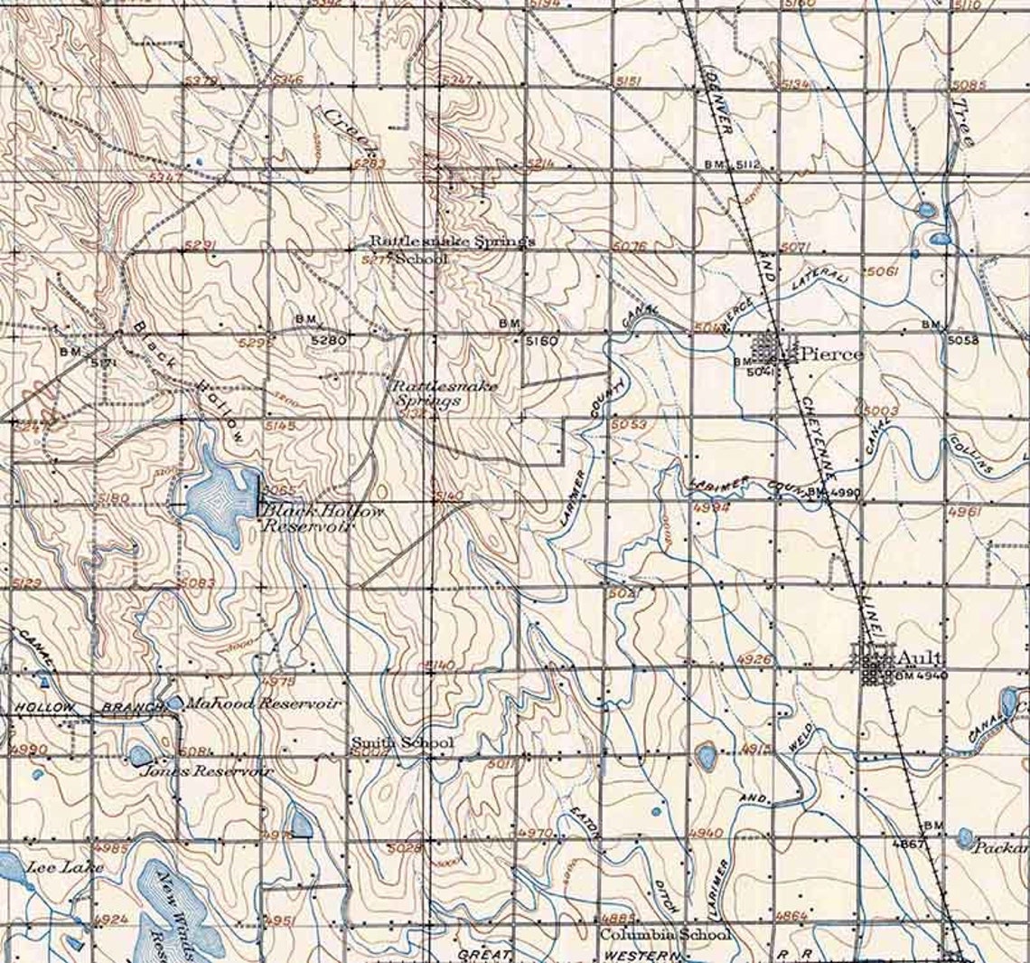 1908 Topo Map of Eaton Colorado Etsy UK