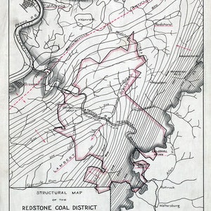 Late 1800s Map of the Redstone Coal District Fayette County PA