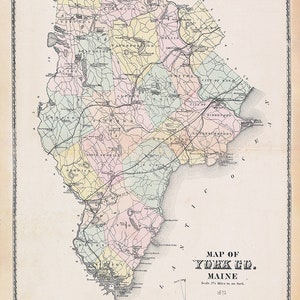 Carte du comté de York, Maine, 1872